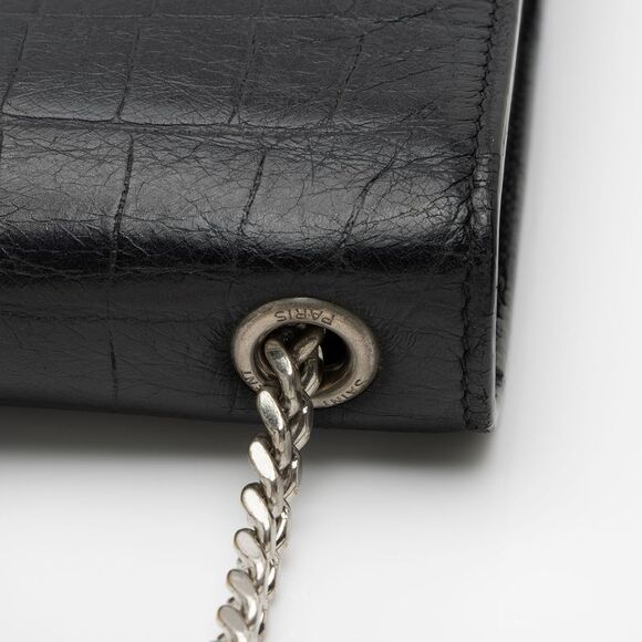 Saint Laurent Croc Embossed Leather Monogram Kate Tassel Medium Shoulder Bag - Picture 15 of 16